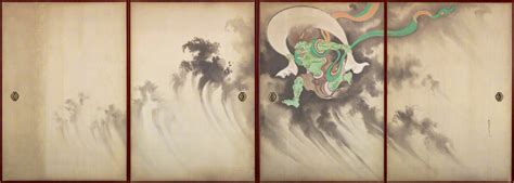 “Wind God and Thunder God” Screens: Breathtaking Ink Wash Mastery in Dramatic Composition!